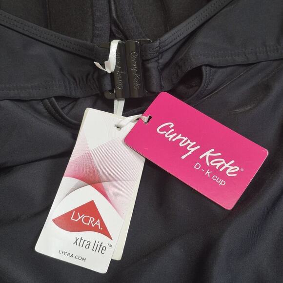 Curvy Kate Wrapsody Bandeau Swimsuit Black Size 32DD Mesh Coverup Beach CS005600 - Picture 7 of 8